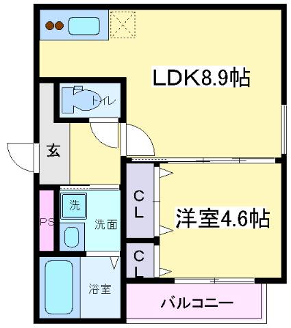 大阪市住吉区遠里小野のアパートの間取り