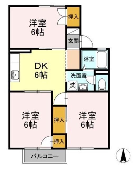 伊勢原市串橋のアパートの間取り