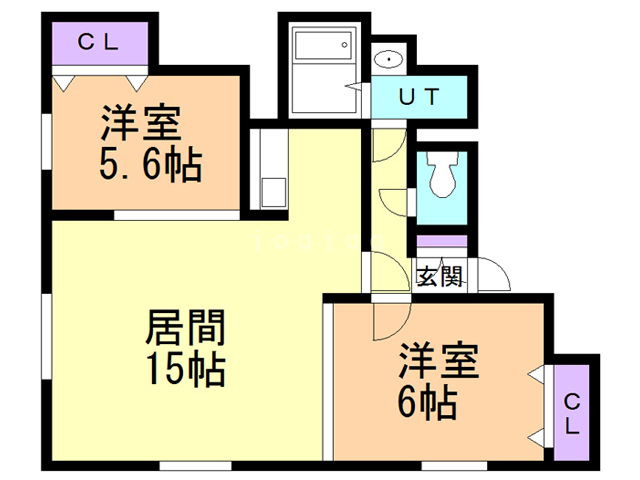 帯広市西二条南のアパートの間取り