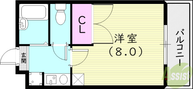 西宮市河原町のマンションの間取り