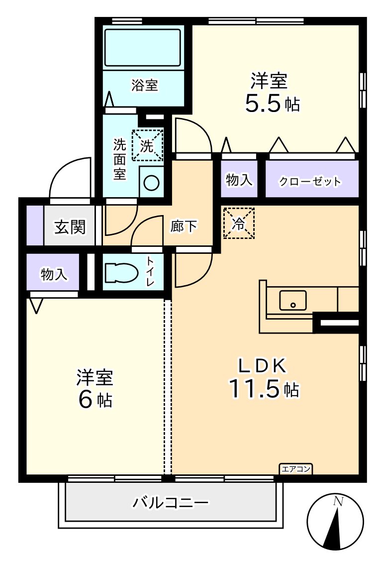 南アルプス市小笠原のアパートの間取り