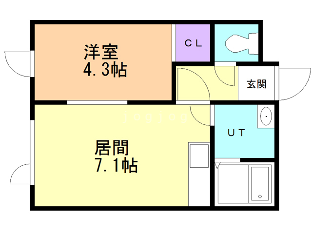 小樽市桂岡町のアパートの間取り