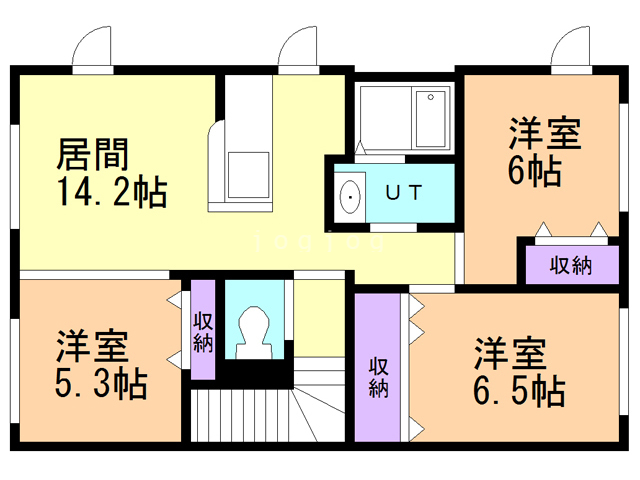 札幌市北区西茨戸一条のアパートの間取り