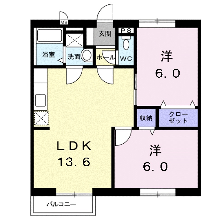 境港市清水町のアパートの間取り