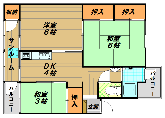 神戸市長田区五位ノ池町のマンションの間取り