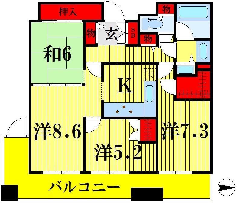 墨田区堤通のマンションの間取り