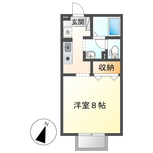 倉敷市神田のアパートの間取り