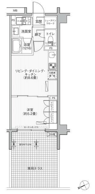 新宿区市谷仲之町のマンションの間取り