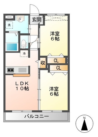 熊本市南区八分字町のアパートの間取り