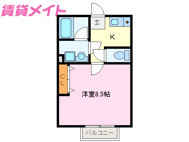 度会郡玉城町中楽のアパートの間取り