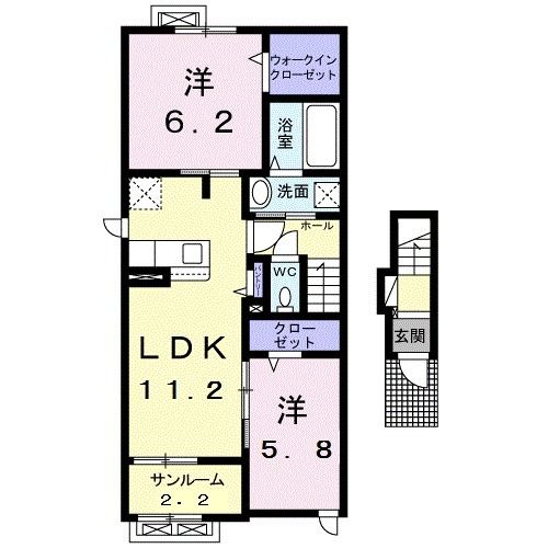 鯖江市下河端町のアパートの間取り