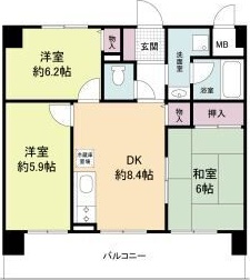 大阪市東成区大今里西のマンションの間取り