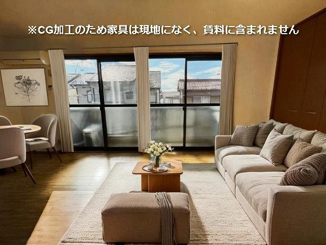 居室・リビング　※ＣＧ加工の為、家具は現地になく賃料に含まれません。
