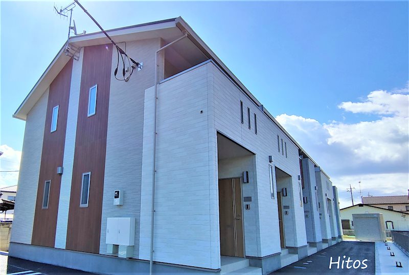 建物外観　1・2階併用メゾネットタイプの新築物件です。