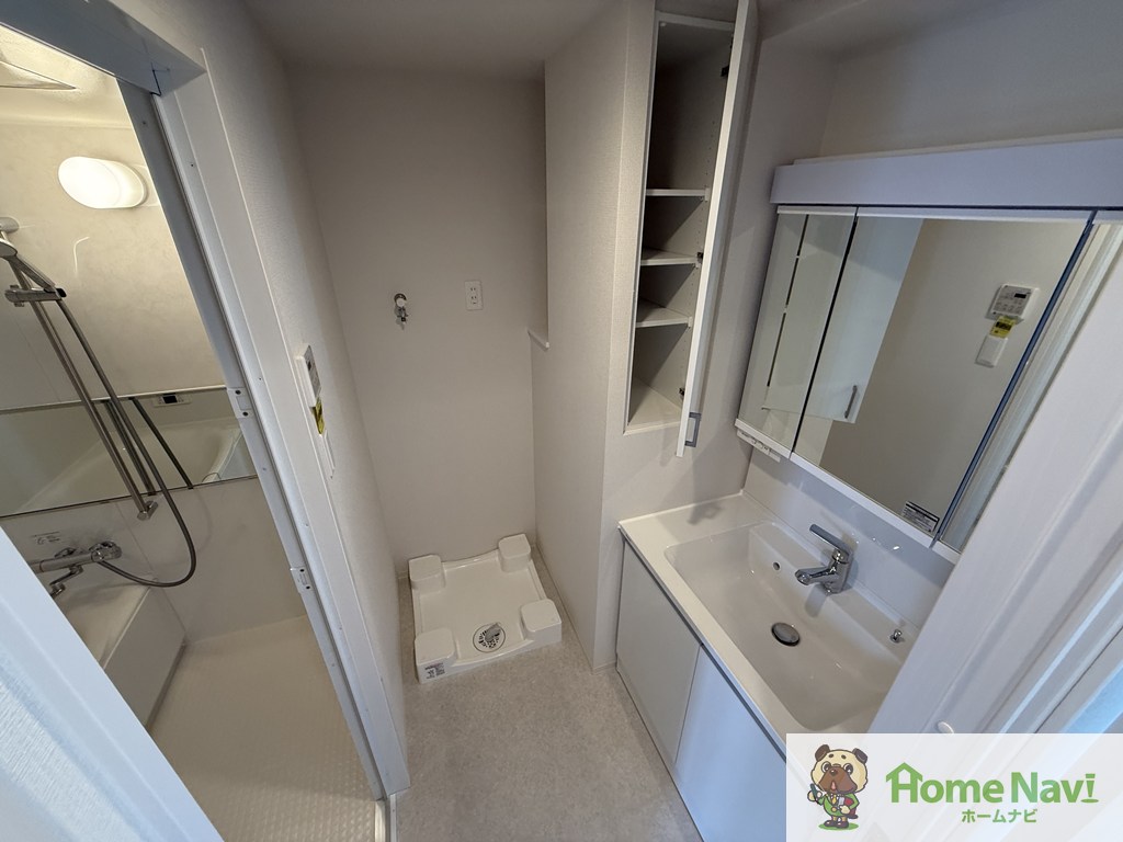 洗面設備　ホームナビなら当月の賃料のみで契約可能です。