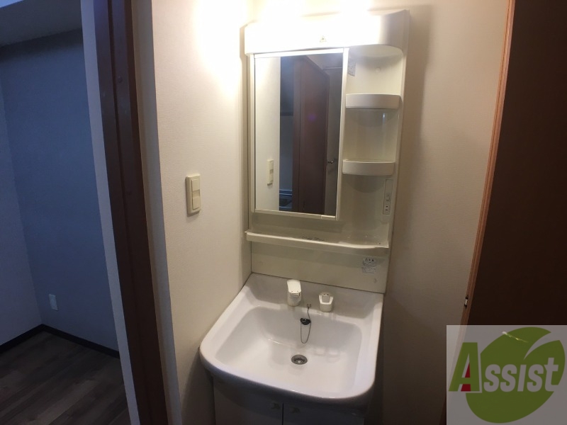 洗面設備　独立洗面台です。大きくてよいですね。シャンプーもできます。