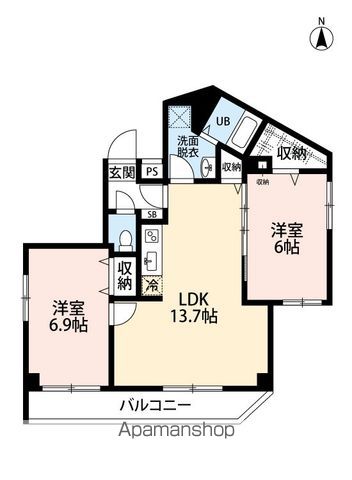 日暮里・舎人ライナー 見沼代親水公園駅 徒歩1分 5階建 築3年の間取り写真
