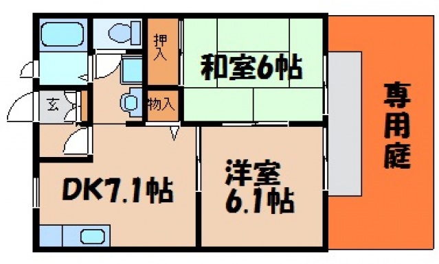 安芸郡熊野町神田のアパートの間取り