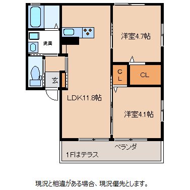 アスペルジュ小川　B棟の間取り