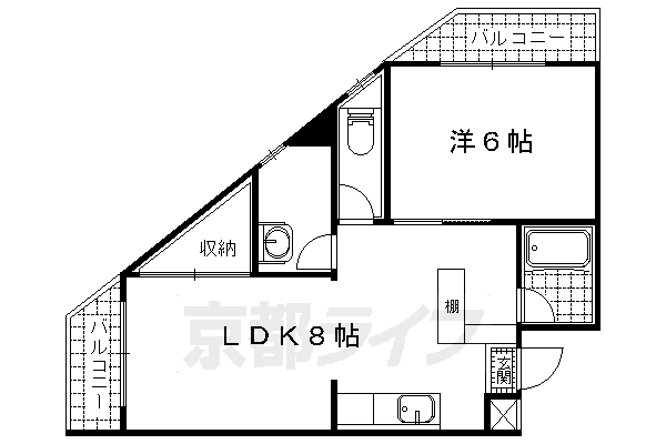 京都市山科区四ノ宮山田町のマンションの間取り