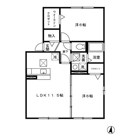 宗像市河東のアパートの間取り