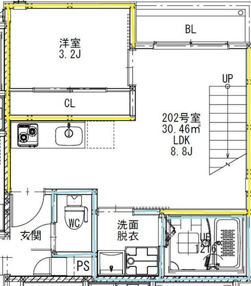 熊本市中央区出水のアパートの間取り