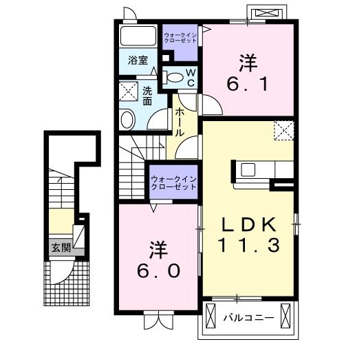 小山市大字千駄塚のアパートの間取り