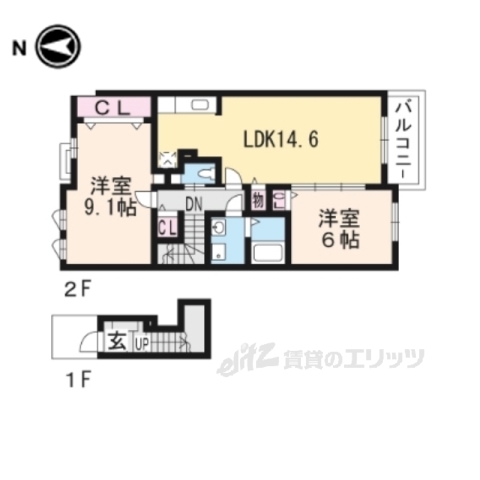 高島市安曇川町西万木のアパートの間取り