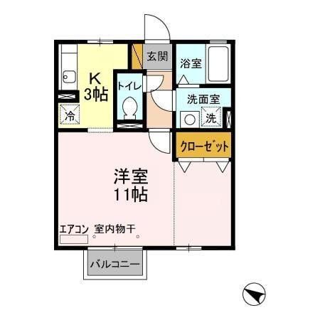 水戸市酒門町のアパートの間取り