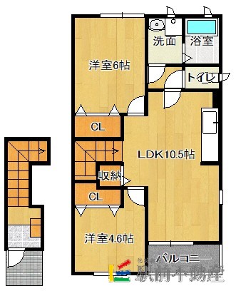 福岡市東区三苫のアパートの間取り