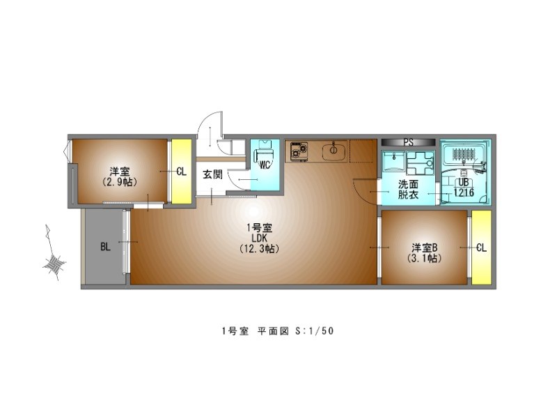 名古屋市中川区百船町のアパートの間取り