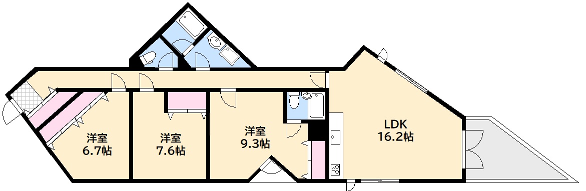 広島市西区三滝本町のマンションの間取り