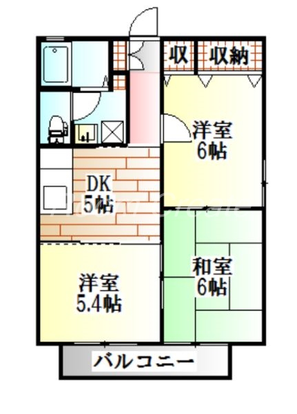 徳島市南矢三町のアパートの間取り