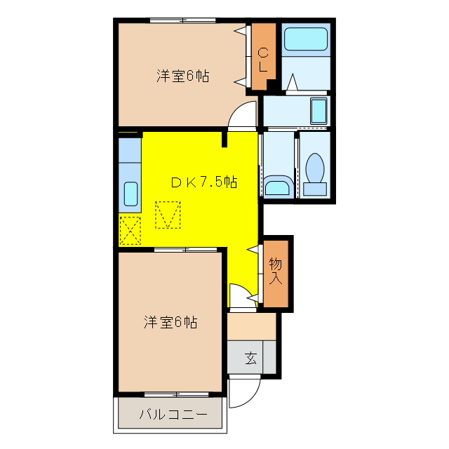 安八郡輪之内町四郷のアパートの間取り