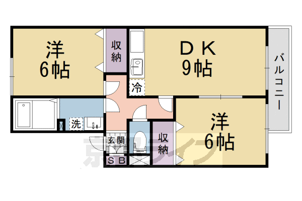 京都市伏見区桃山町日向のアパートの間取り