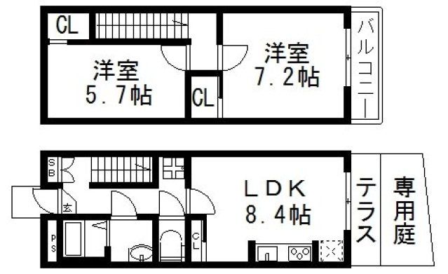 【東大阪市新庄のアパートの間取り】