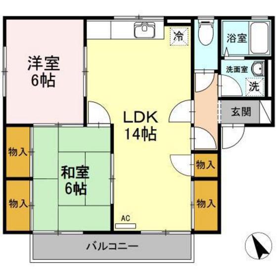 【広島市安佐南区高取北のアパートの間取り】