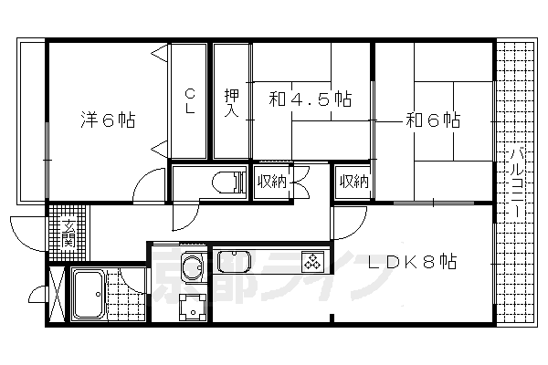 大津市浜大津のマンションの間取り