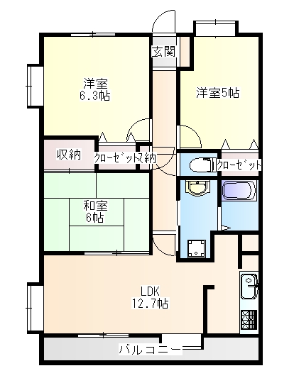 仙台市太白区富沢南のマンションの間取り