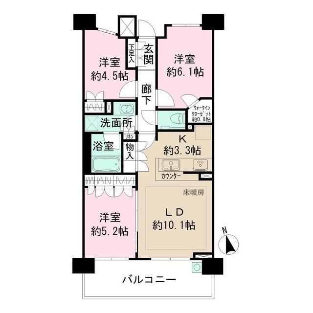 横浜市緑区中山のマンションの間取り