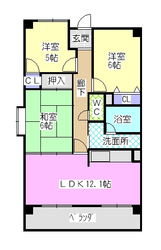 名古屋市緑区西神の倉のマンションの間取り