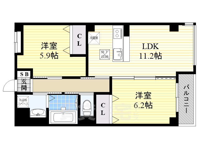 乙訓郡大山崎町字円明寺のマンションの間取り