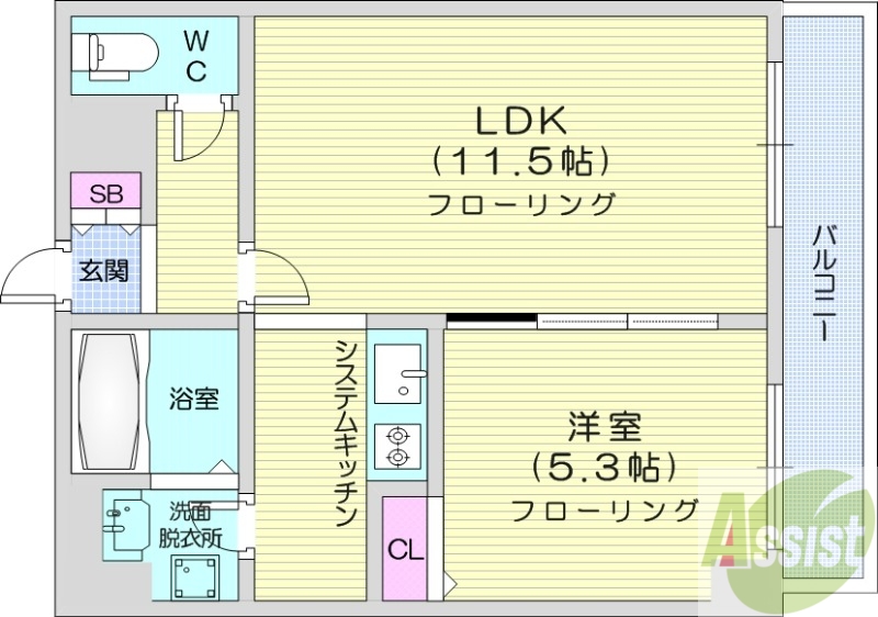 エステラ南3条館Bの間取り