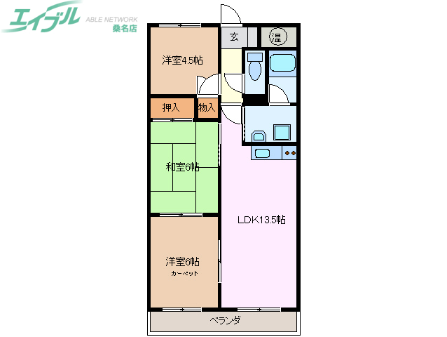 桑名市三之丸のマンションの間取り