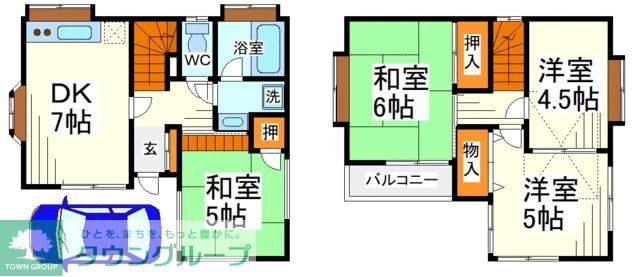 岸町2丁目貸家の間取り写真