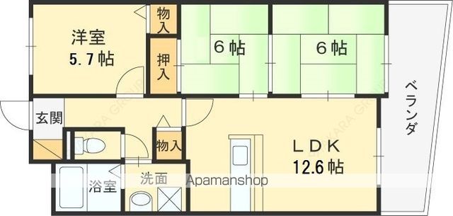 近鉄けいはんな線 吉田駅 徒歩5分 7階建 築34年の間取り写真