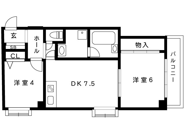 神戸市灘区城の下通のマンションの間取り