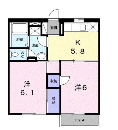 岡山市東区鉄のアパートの間取り