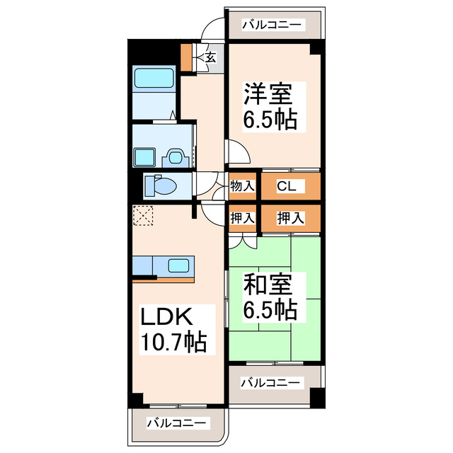 熊本市中央区八王寺町のマンションの間取り