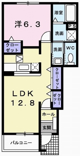 【たつの市揖西町土師のアパートの間取り】